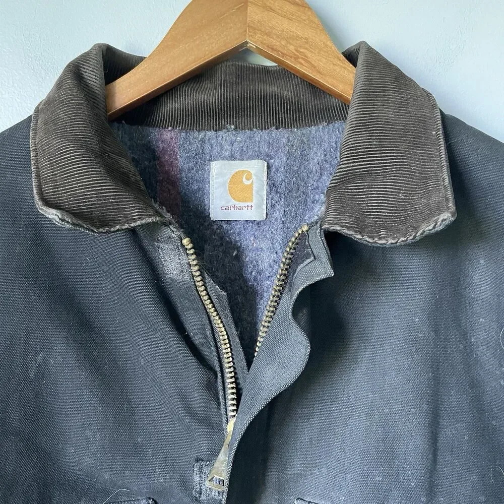 Carhartt Vintage 1990's Blanket Lined Chore Jacket Work Coat Black Men's Size XL - Picture 9 of 16